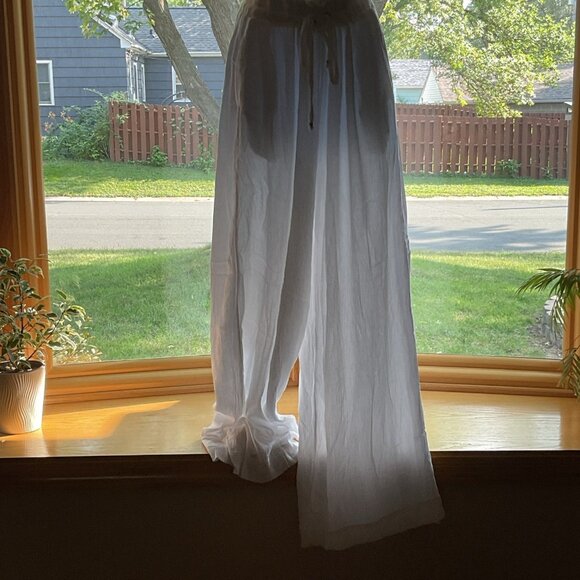 White Strapless Maxi Jumpsuit With Elastic Waist & Tie Belt Size M - Picture 7 of 11